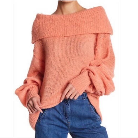 Free People Ophelia Pullover Alpaca Oversized Knit Sweater in Peach M - Picture 3 of 16